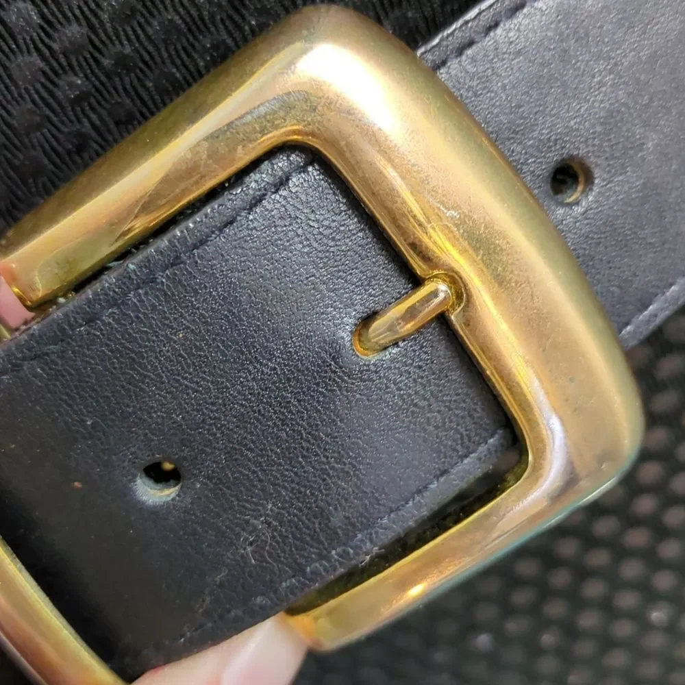 Vintage Compagnie Internationale Express Leather Belt With Gold Accents
